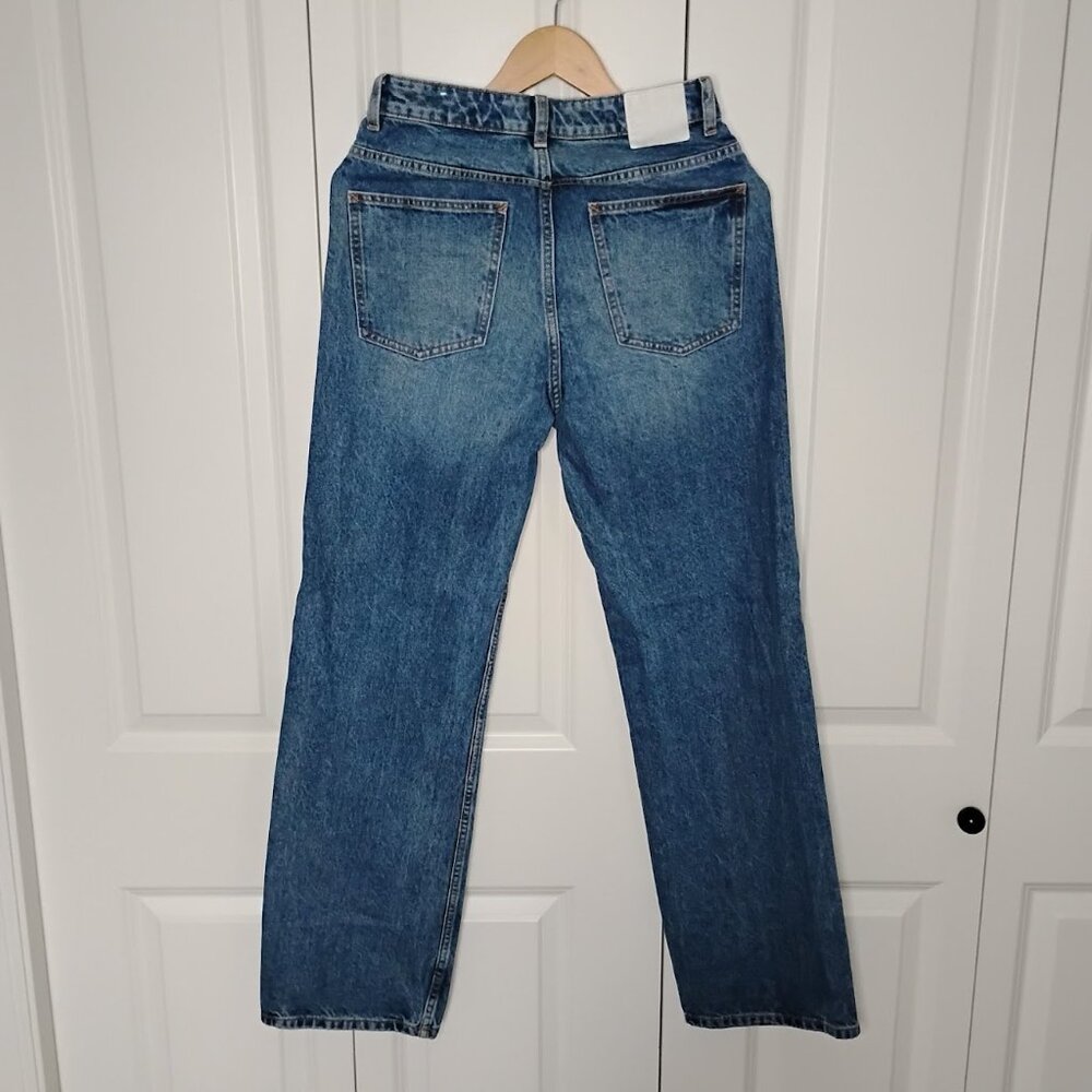 Zara Women's Denim Blue Medium Wash Straight Leg Button Fly Jeans Size 4 - Picture 2 of 3